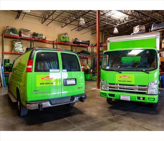 SERVPRO green service vehicles